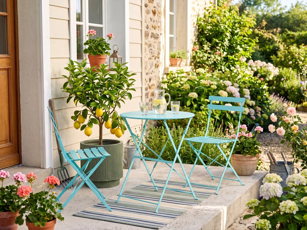 Bistro Set Folding FIORI Metal Turquoise_1145511
