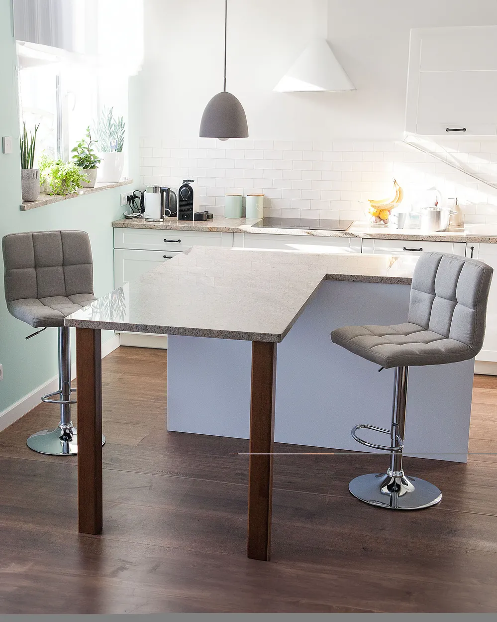 Set of 2 Bar Chairs MARION Swivel Light Beige