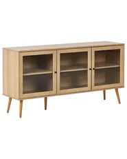 Glass Display Sideboard ALBANY 150 cm Light Brown_963468