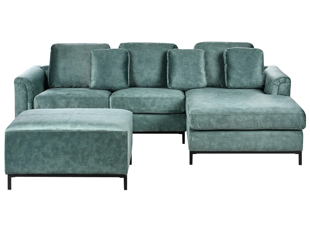 Corner Sofa 5 Seater OSLO with Ottoman Velvet Teal Left Hand