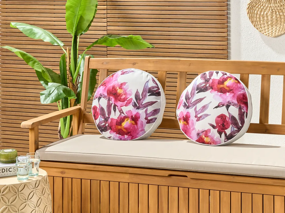 Set med 2 utomhusdynor LANROSSO Blommigt tryck 40 x 40 cm Rosa_894861