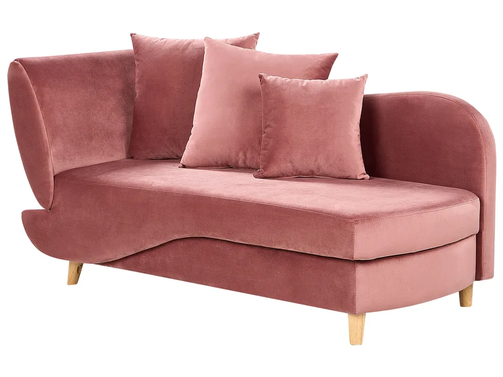 Left-Hand Chaise Longue MERI with Storage Velvet Pink_914289