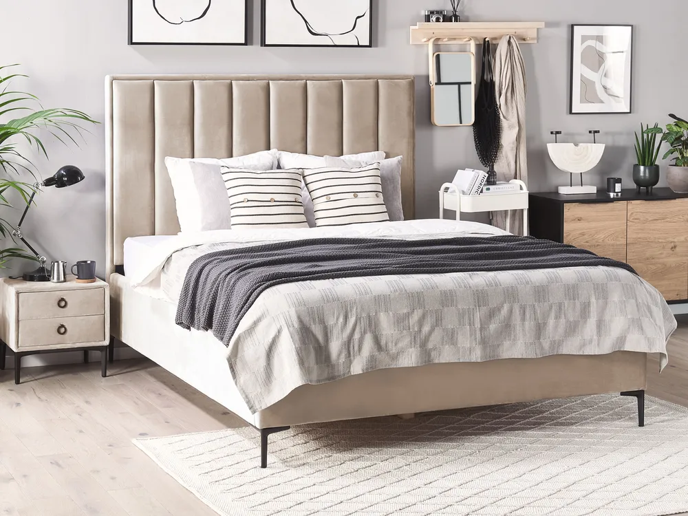 Bedroom Set SEZANNE Velvet Taupe 180 x 200 cm (EU Super King)