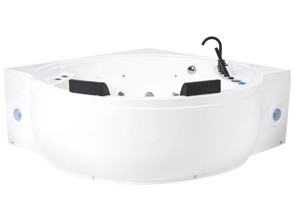 Hörnbubbelbadkar med LED MANRESA 225 x 160 cm med inbyggd Bluetooth-högtalare Vit_1029632