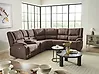 Electric Recliner Corner Sofa ROKKE with USB Port Fabric Brown Left Hand