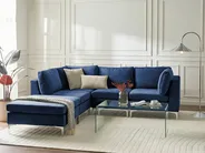 Modular Corner Sofa 4 Seater EVJA with Ottoman Velvet Navy Blue Right Hand_859958