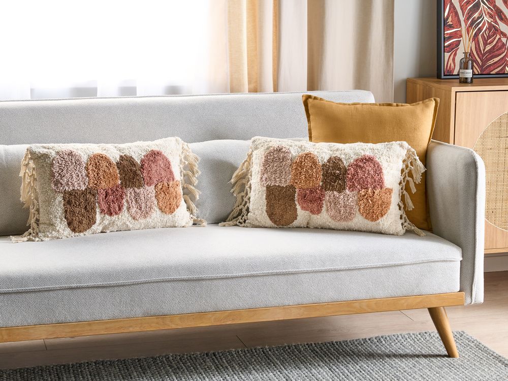 Koristetyynysetti 2 kpl CALTHA 30 x 50 cm Puuvilla Beige Abstrakti kuvio