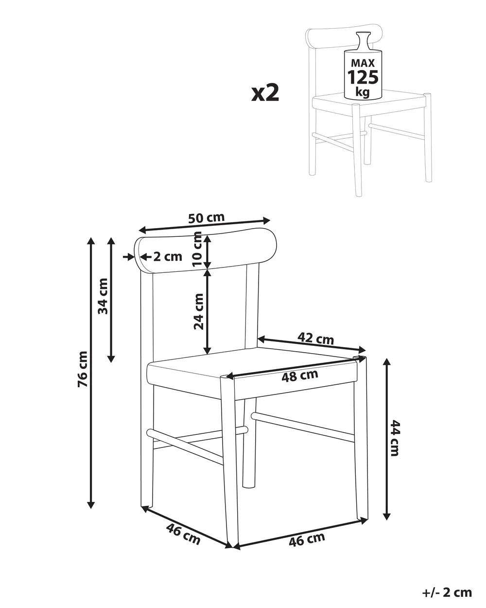 Set med 2 matstolar EAGAN Trä Ljusbrun/ Beige_985934