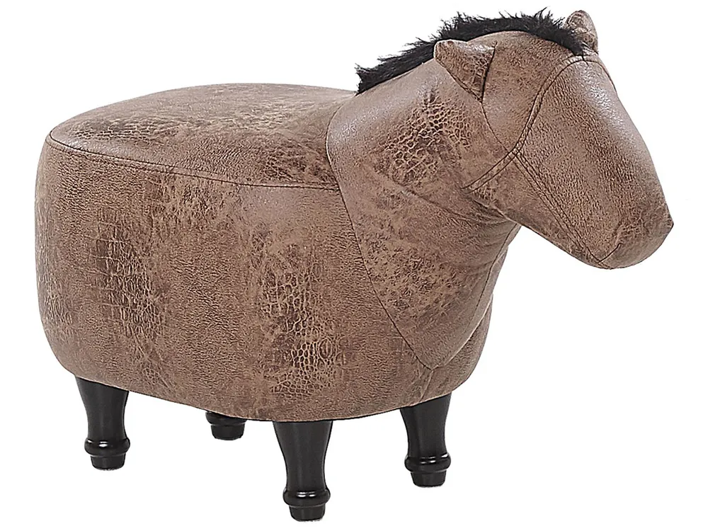 Animal Stool HORSE Horse Faux Leather Light Brown