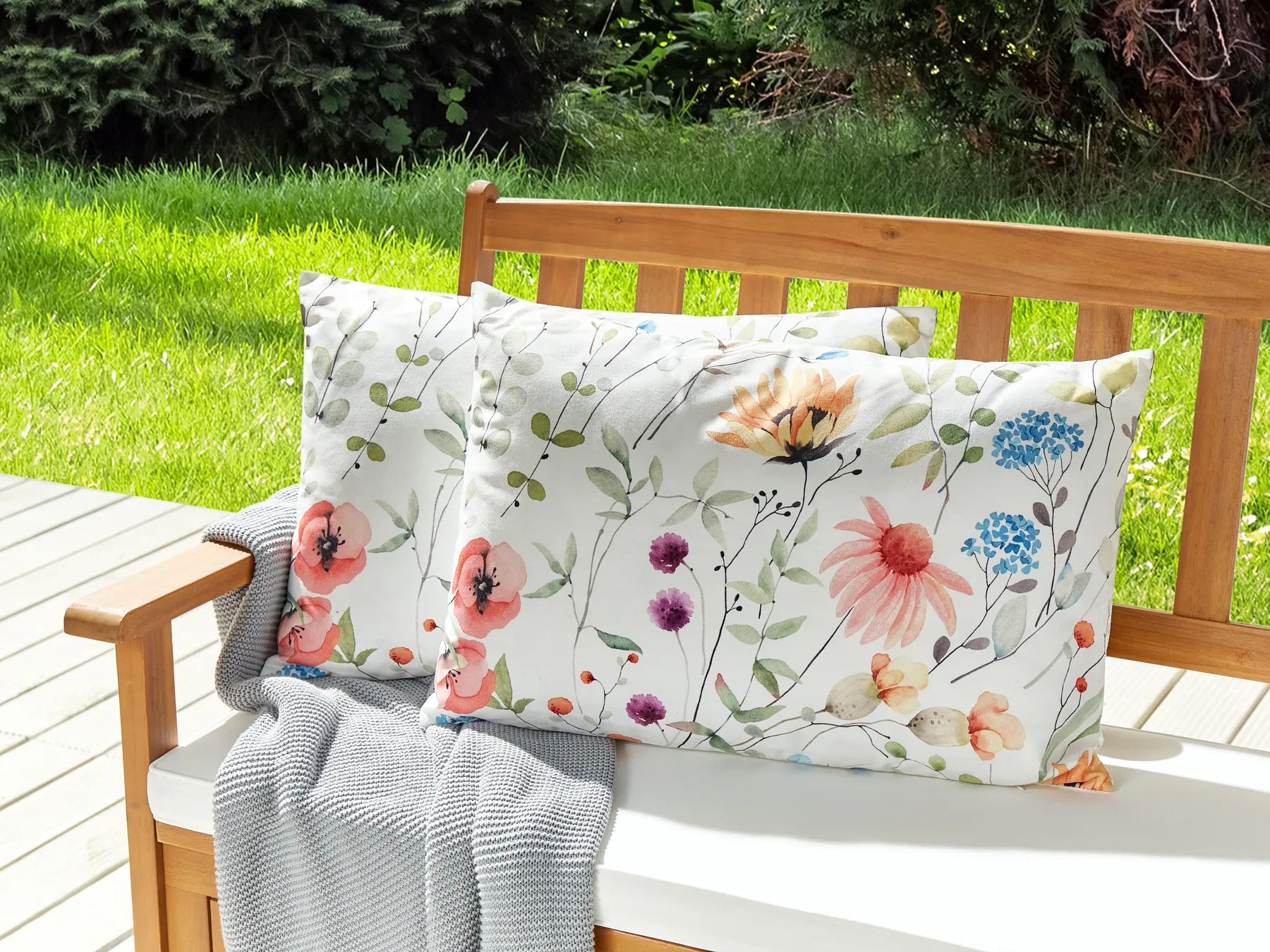 Set med 2 utomhusdynor MONESI Blommigt tryck 40 x 60 cm Flerfärgad_880837