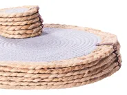 12 Piece Placemats and Coasters Set ROSELLA Jute Cotton Grey_946265