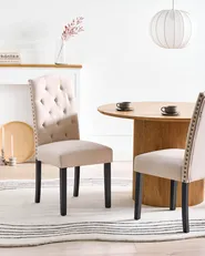 Ruokatuolisetti 2 kpl SHIRLEY kangas Vaaleanbeige_781776