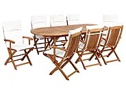 Trädgårdsmatgrupp 8-sits MAUI II med kuddar Akaciaträ Off-White_926687