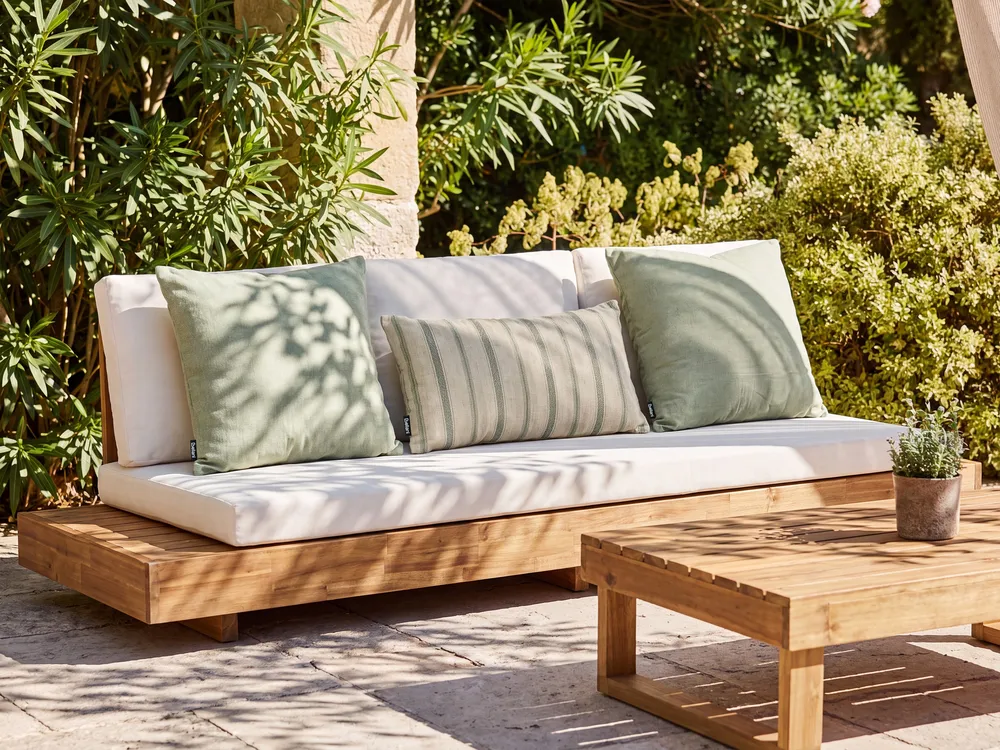 Set of 3 Outdoor Cushions MANZANIT Striped 30 x 50 cm 45 x 45 cm Green