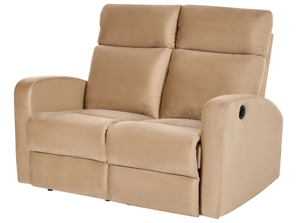 Electric Recliner Living Room Set 3 Seater VERDAL Velvet Light Brown_1081410
