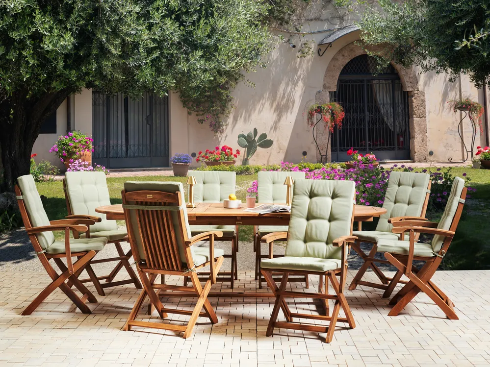 Set of 8 Back/Seat Cushions MAUI PREMIUM Light Green