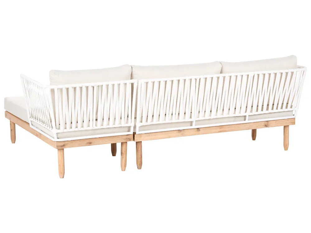 Garden Lounge Set with Table 4 Seater CREMONA Acacia Wood White Left Hand_1090519