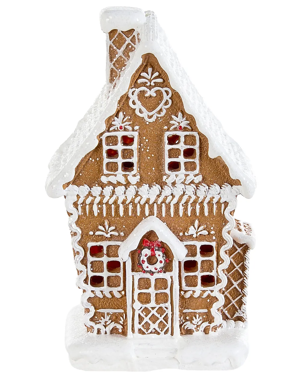 Set med 3 juldekorationer LED RIMPI 21/25/26 cm Hus Brun_1175148