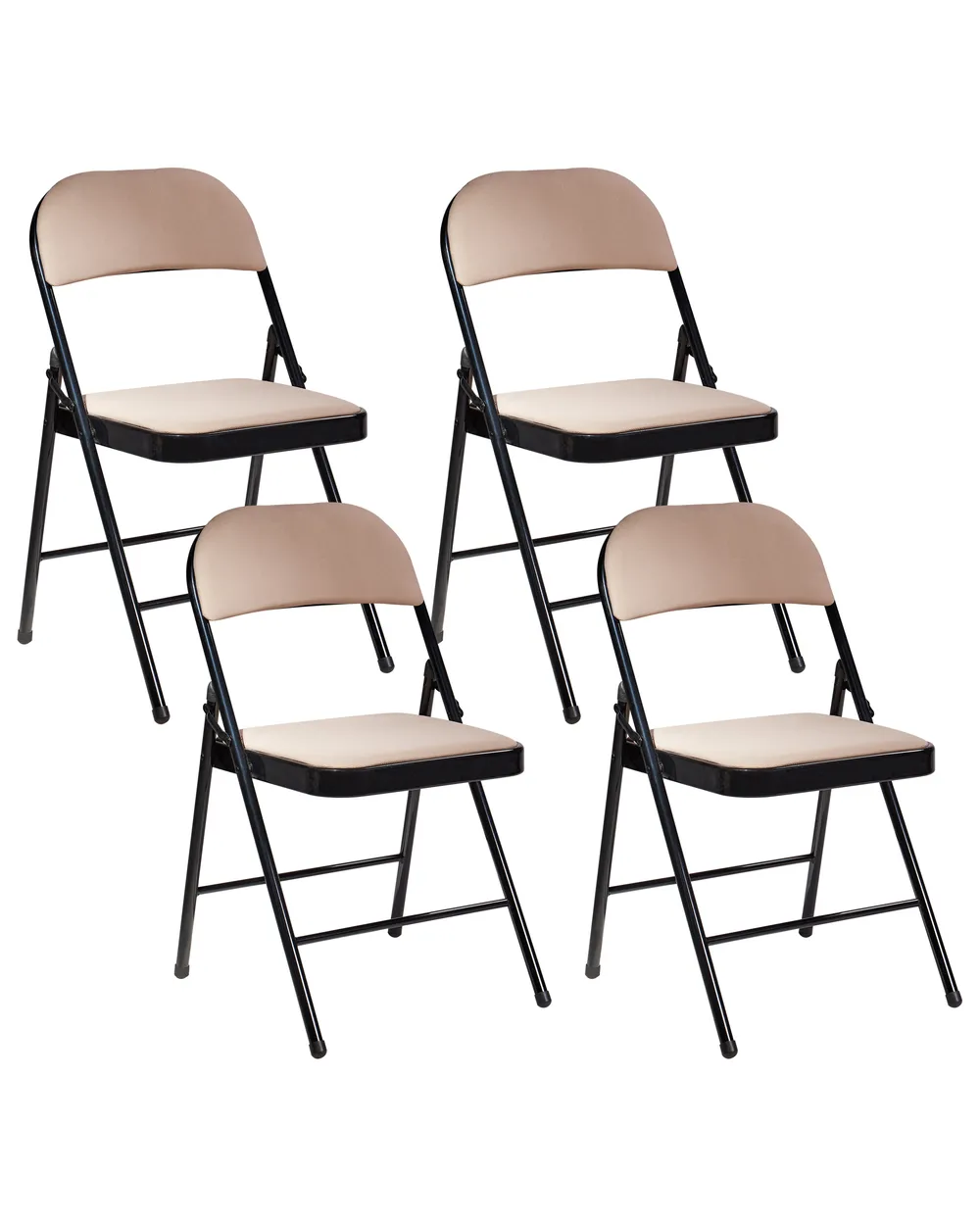 Set of 4 Folding Chairs SPARKS Metal Beige/ Black