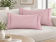 Set of 2 Decorative Cushions TANSY 40 x 60 cm Cotton Pink Solid_1183925