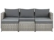 Garden Corner Sofa with Table 5 Seater SABBIA Modular PE Rattan Light Grey Left Hand_809010