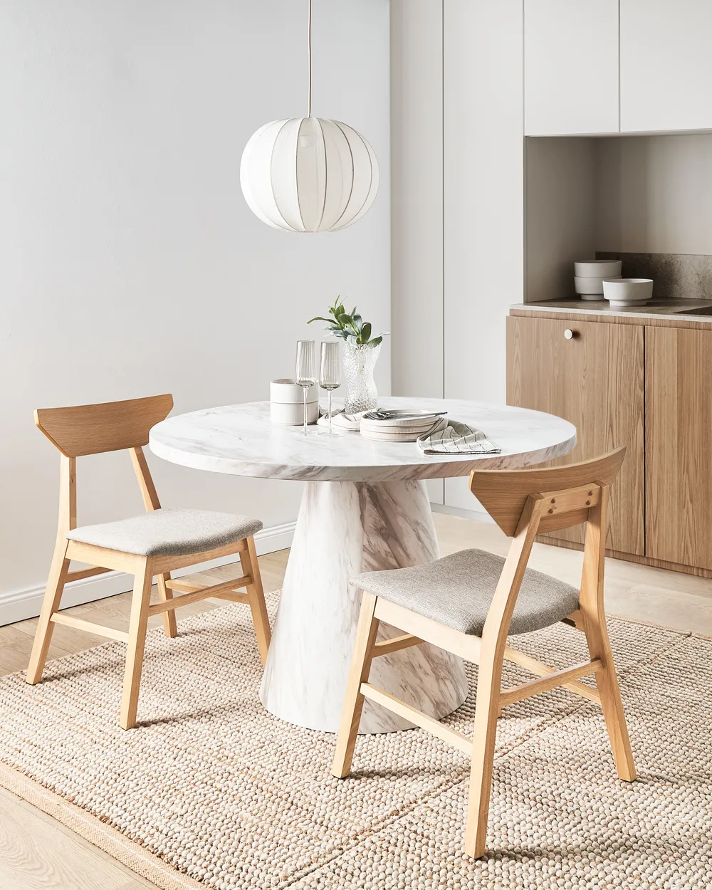 Set of 2 Dining Chairs HOPKINS Wood Light Brown