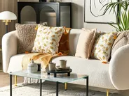 Set of 2 Decorative Cushions ABUTILON 45 x 45 cm Beige Floral Pattern_1079200