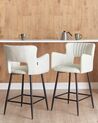 Set of 2 Bar Chairs SANILAC Velvet White