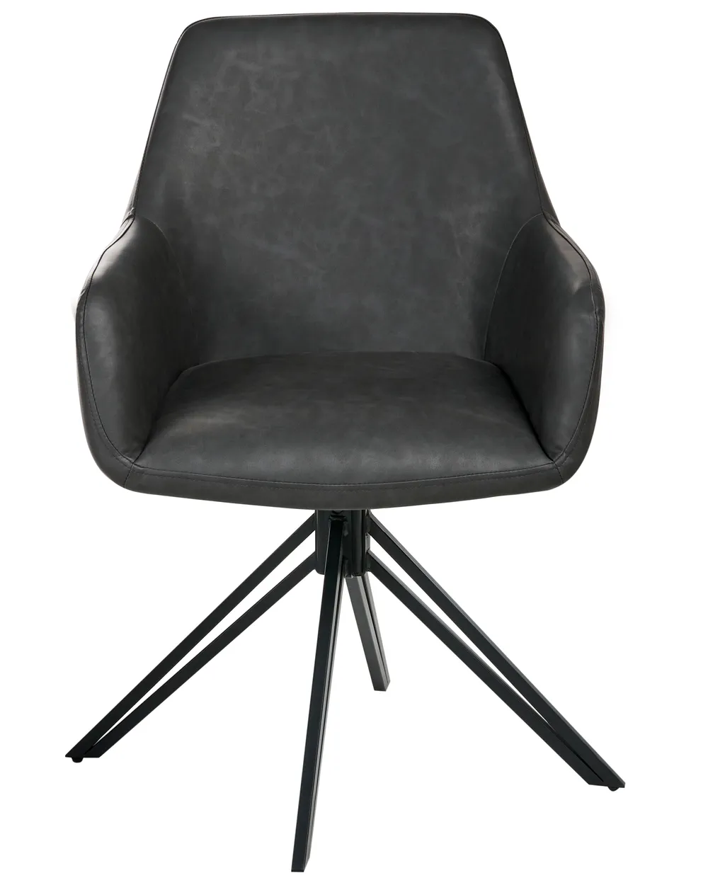 Set of 2 Dining Chairs Swivel SANSARC Faux Leather Black_1026648
