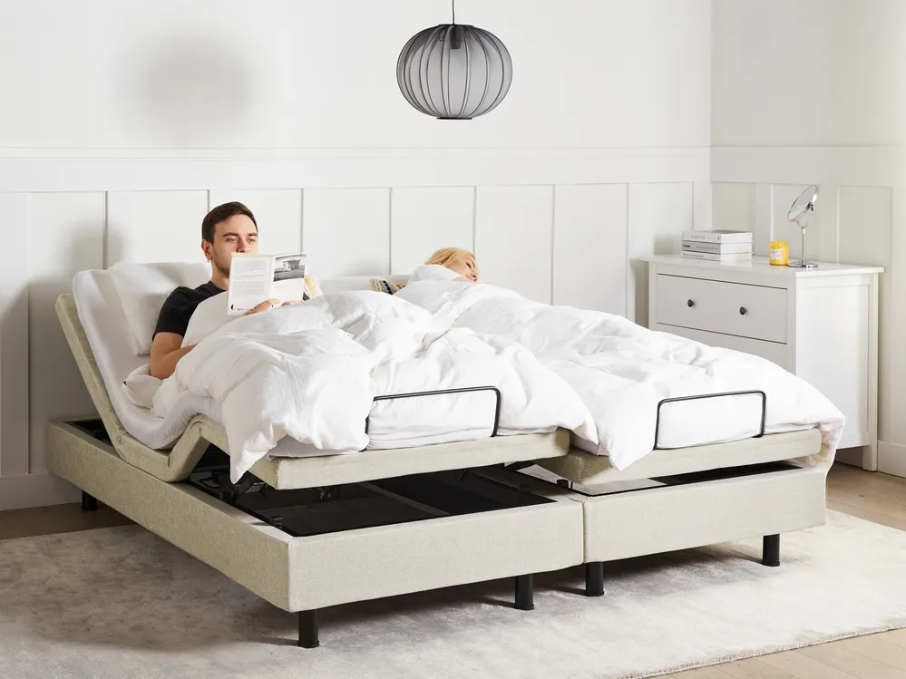 Adjustable Bed without Headboard Fabric DUKE II 180 x 200 cm (EU Super King) Beige_988280