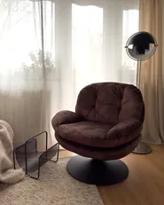 Swivel Armchair NOLVIK Velvet Dark Brown_1050426