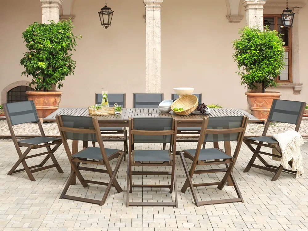 Extending Garden Dining Table CESANA 180/240 cm 100 cm Acacia Wood Dark Brown
