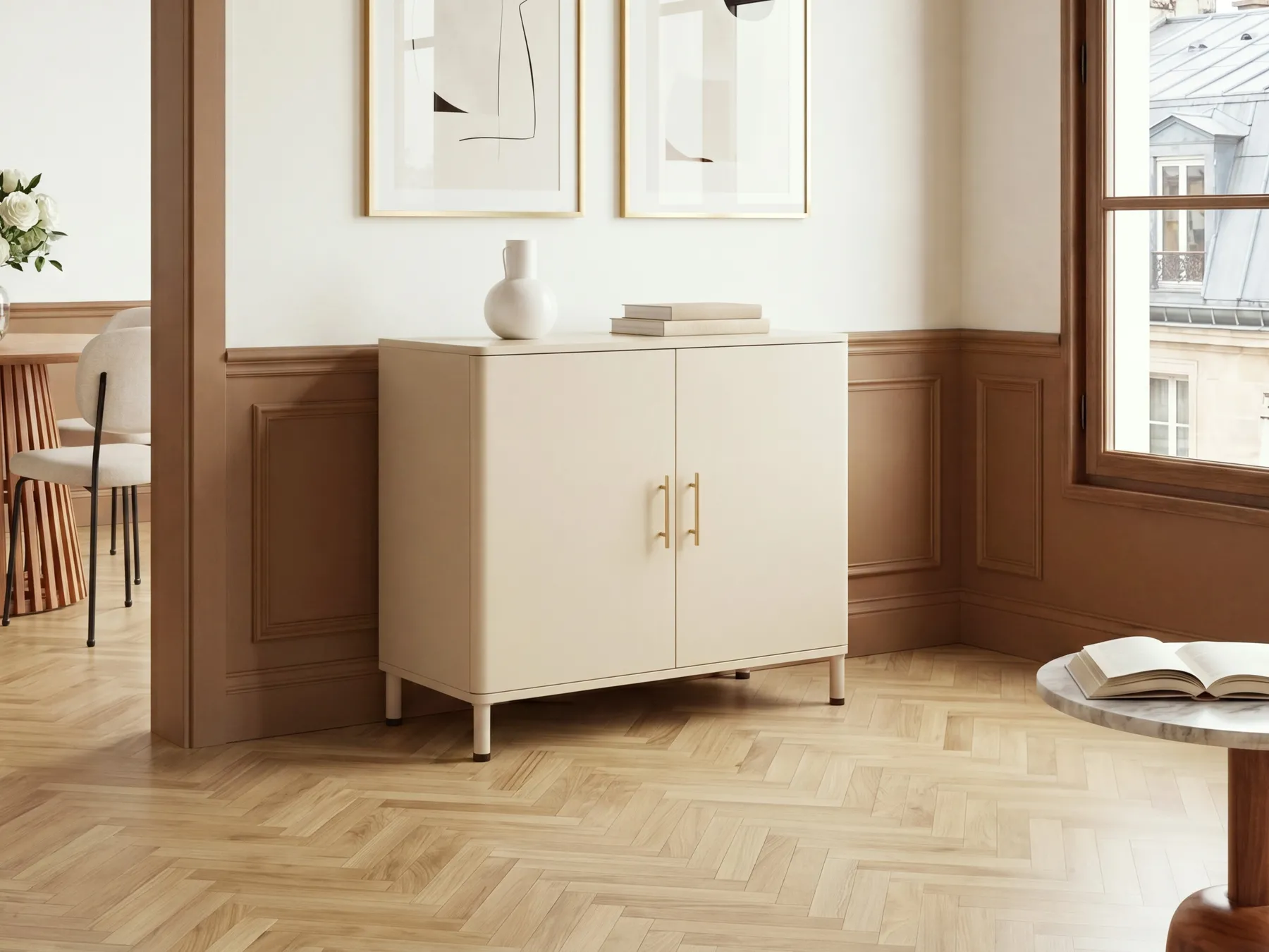 2 Door Sideboard OMBURA Metal Beige_1082576