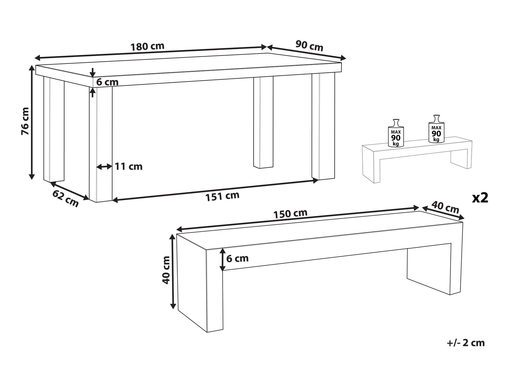 Garden Dining Set with Benches 4 Seater TARANTO Concrete Grey_779902