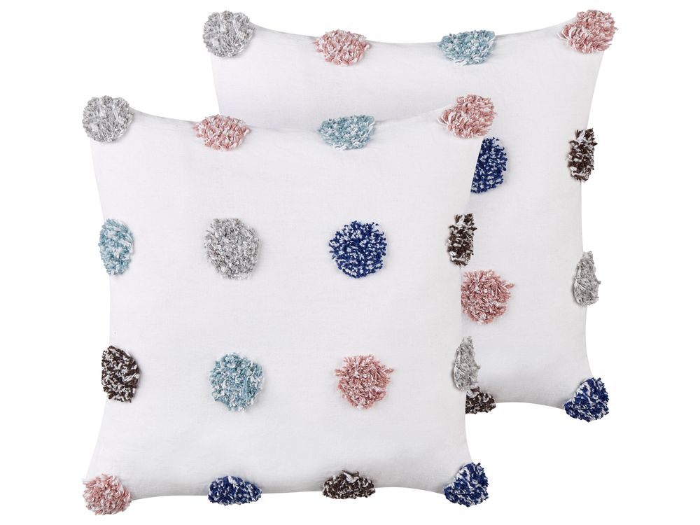 Set med 2 prydnadskuddar BRACKEN 45 x 45 cm Bomull Vit