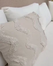 Set med 2 prydnadskuddar CERINTHE 40 x 60 cm Bomull Ljusbeige Chevrontryck_951029