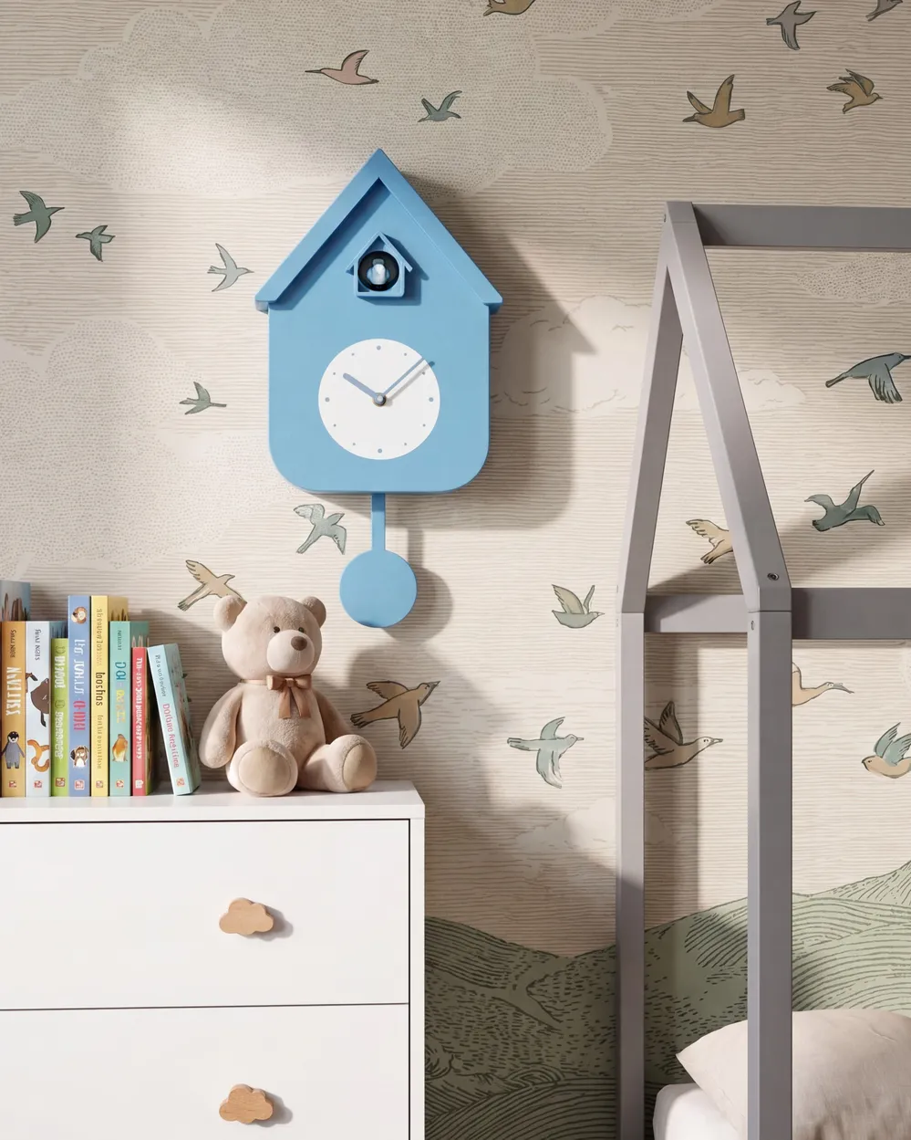 Pendulum clock BONNEVAL 24 cm with Cuckoo Blue_1146634
