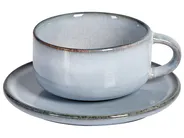 Set med 4 koppar med fat JUNIPER Stengods Ljusblå_957322