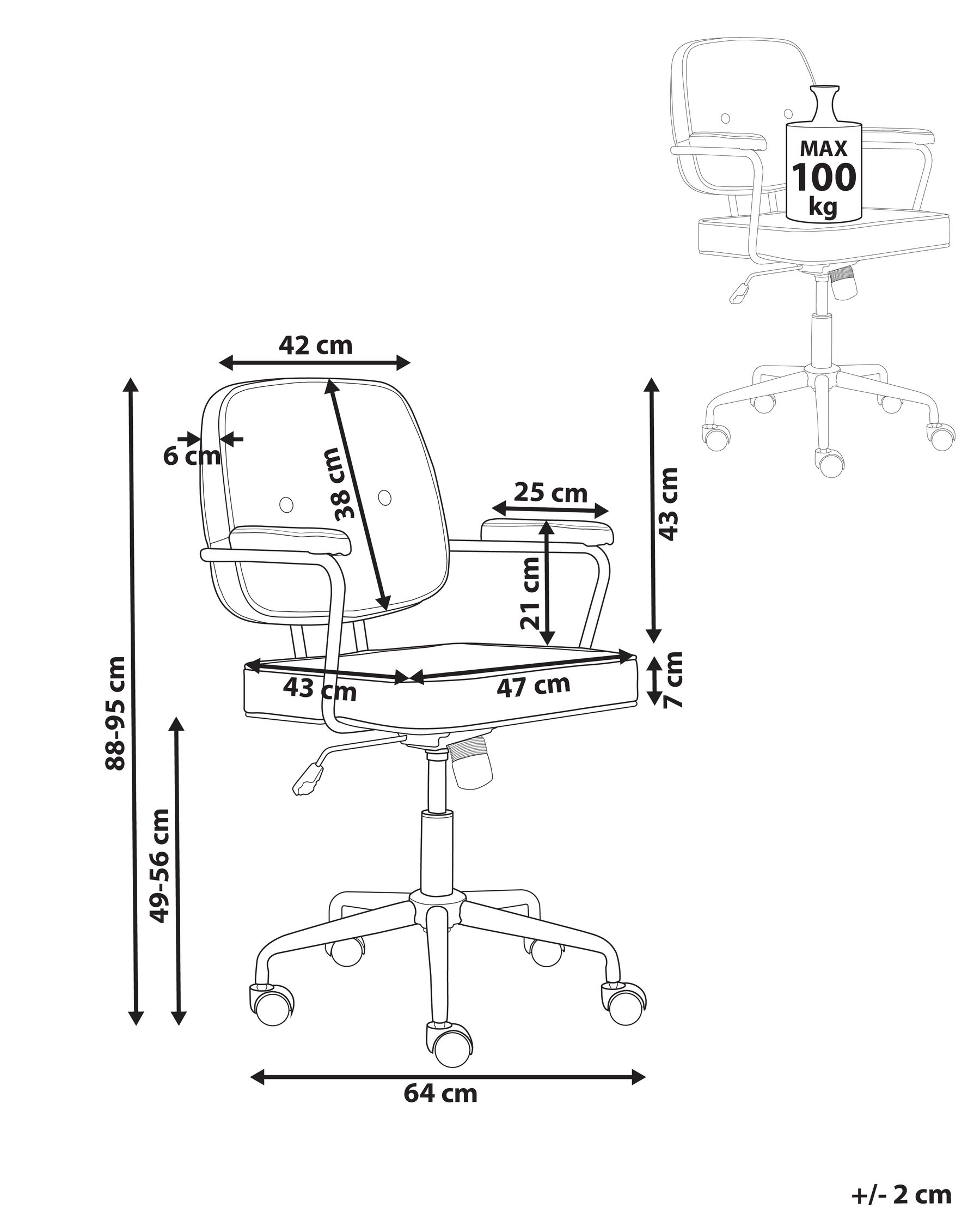 Desk Chair PAWNEE Fabric Light Beige_1057395