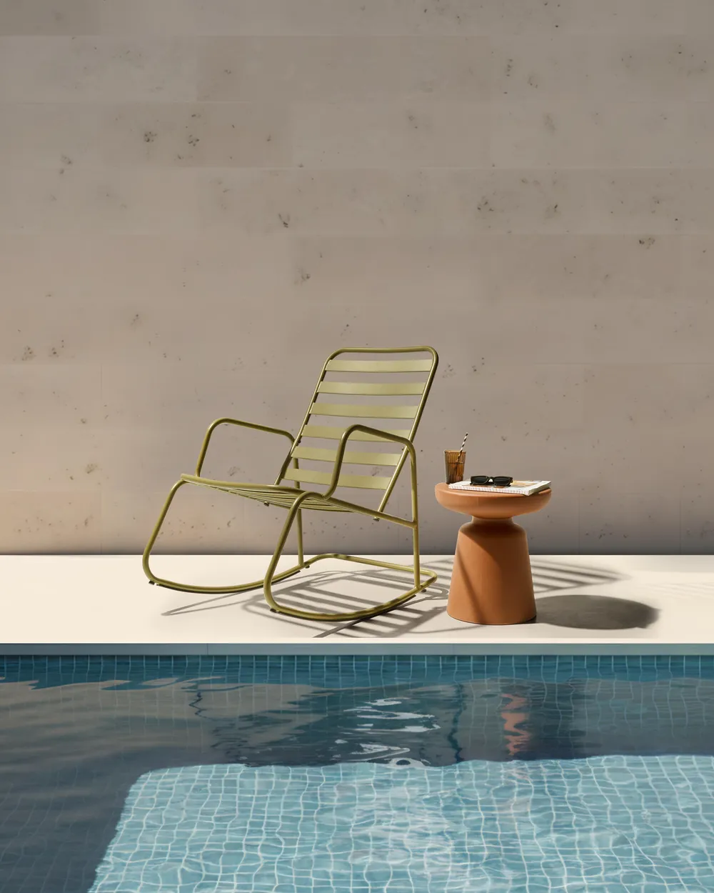 Garden Rocking Chair TURI Metal Olive Green
