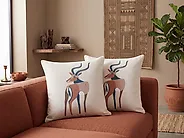 Set med 2 prydnadskuddar ABAL 45 x 45 cm Beige Djurtryck_1186052