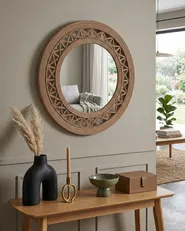Wall Mirror CACOMA 62 cm 62 cm Bamboo Brown_822237