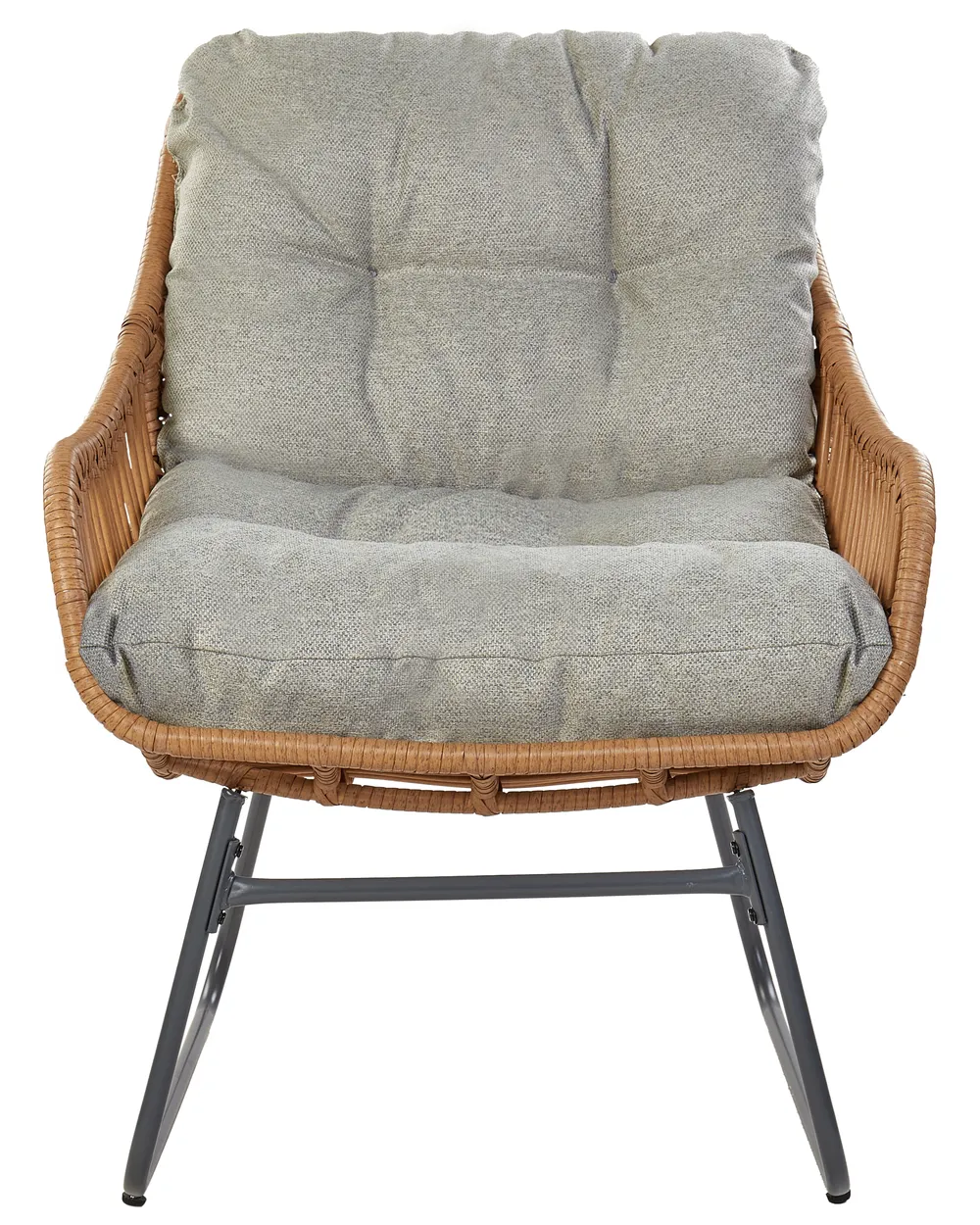 Garden Chair MESTRE with Footstool PE Rattan Natural_937575