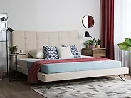 Säng med lamellram LANNION 160 x 200 cm Ljusbeige_1179227