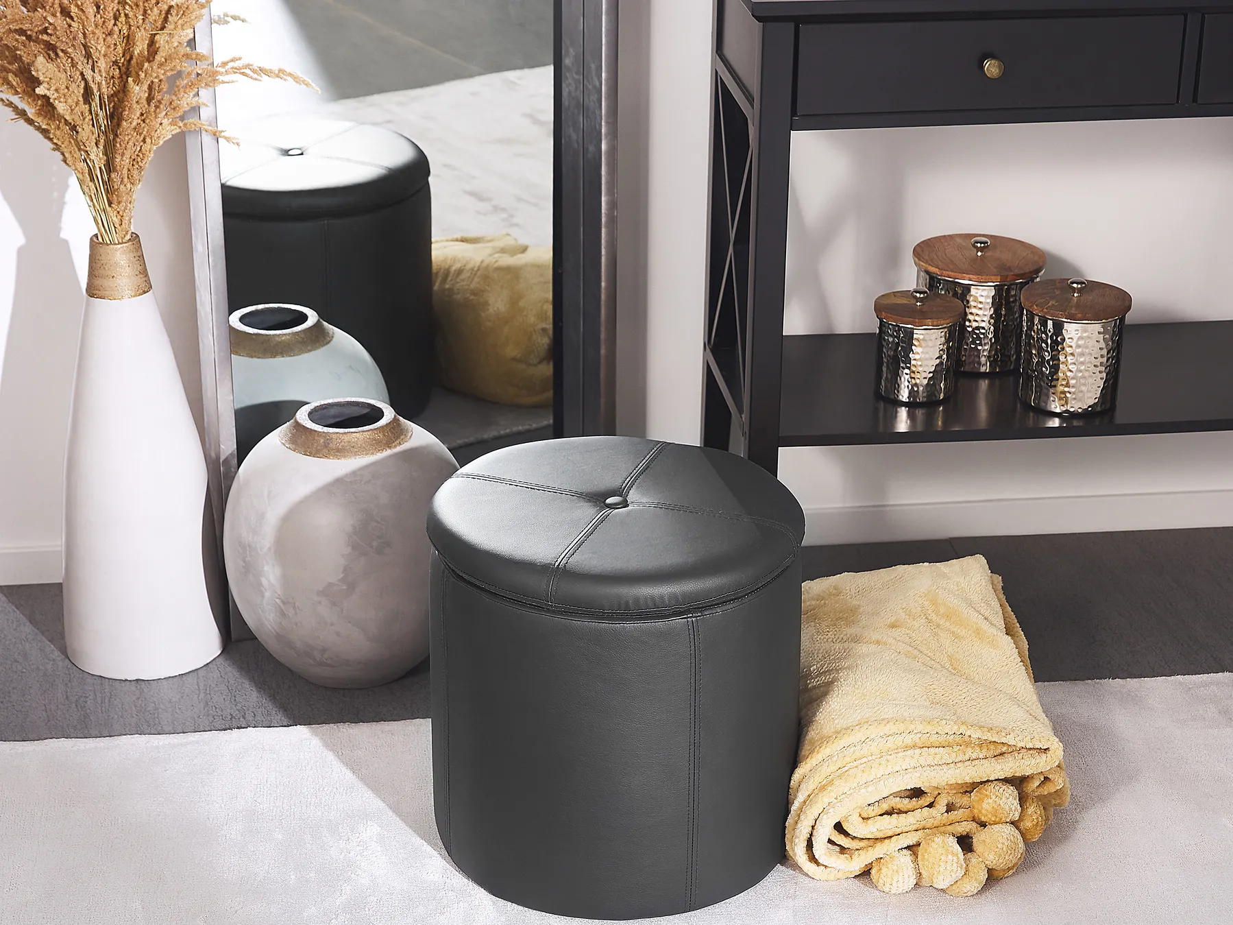 Storage Pouffe MARYLAND Faux Leather Black_765353