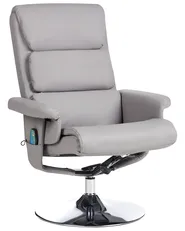 Massage Chair LEGEND with Footstool Faux Leather Grey_698047