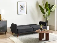 Sofa Bed 3 Seater SENJA Faux Linen Black_958083