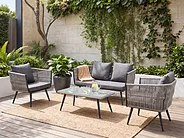 Trädgårdssoffgrupp med bord 4-sits RAGUSA Konstrotting Grå_1149614