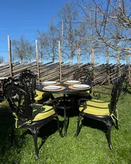 Garden Dining Set 4 Seater SAPRI with Cushions Metal Dark Brown_991819