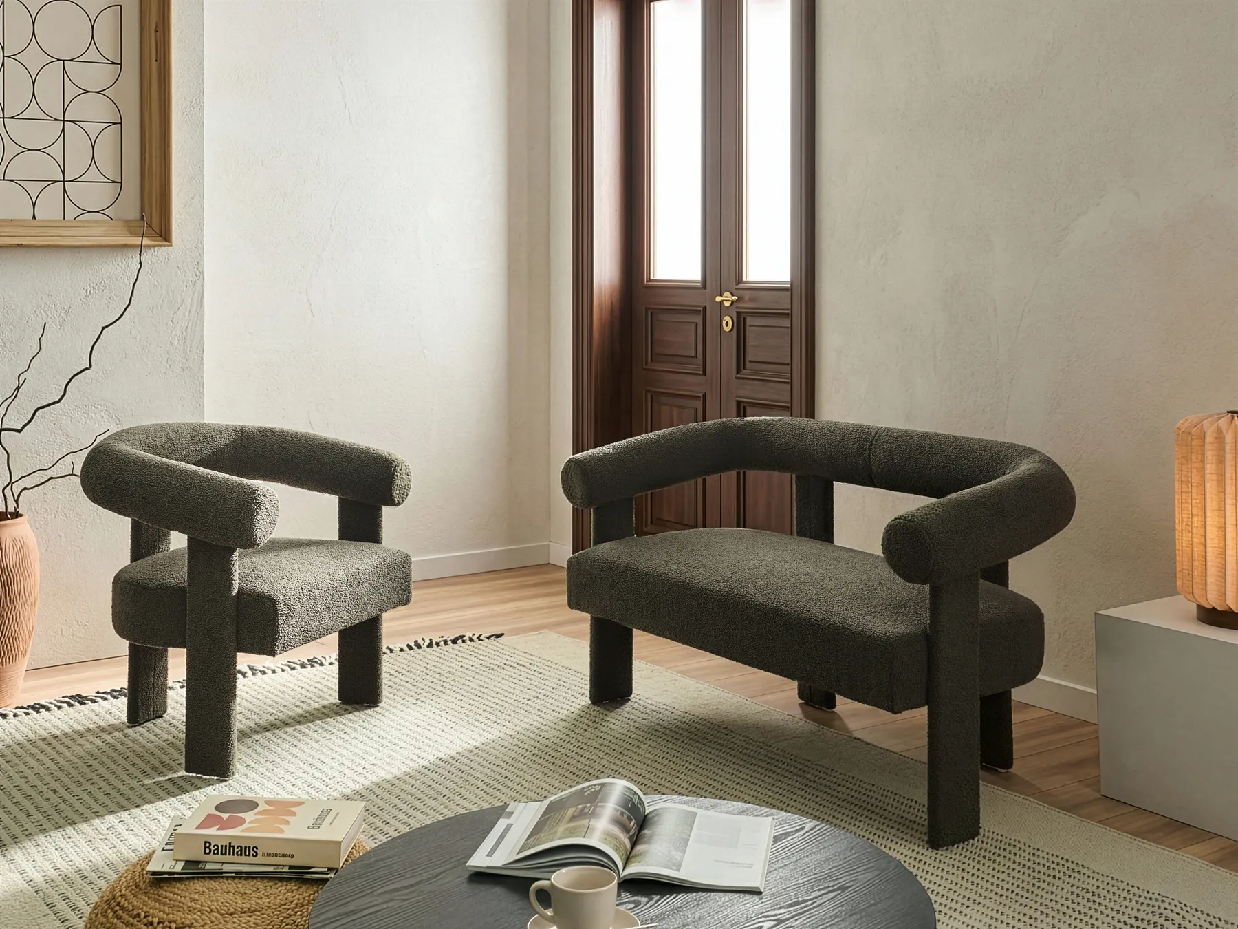 Living Room Set ILBRO Boucle Dark Green_1059169